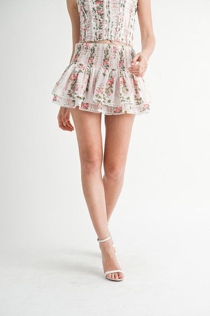 Floral Corset Skirt Set