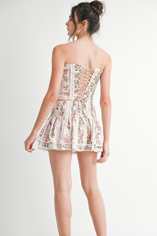 Floral Corset Skirt Set