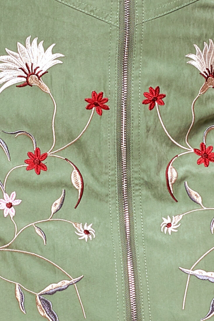 Giovanna Floral Embroidered Mini Skirt Green Sage