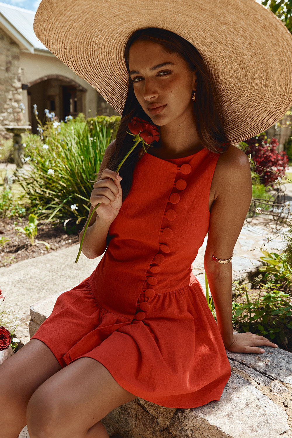 SAMPLE-Alfresco Dress - Red