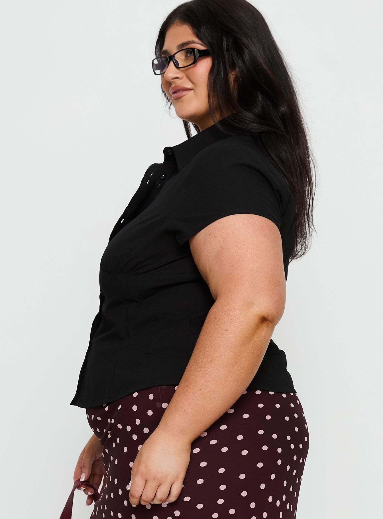 Cottesloe Blouse Top Textured Black Curve