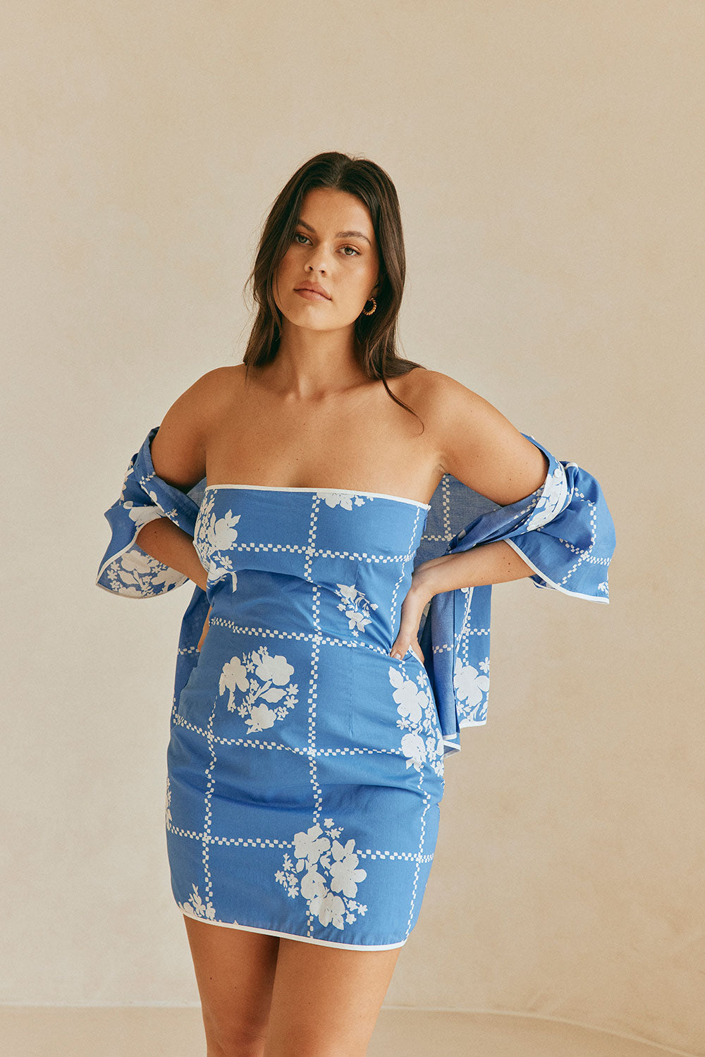 SAMPLE-Amira Dress - Check Flowers