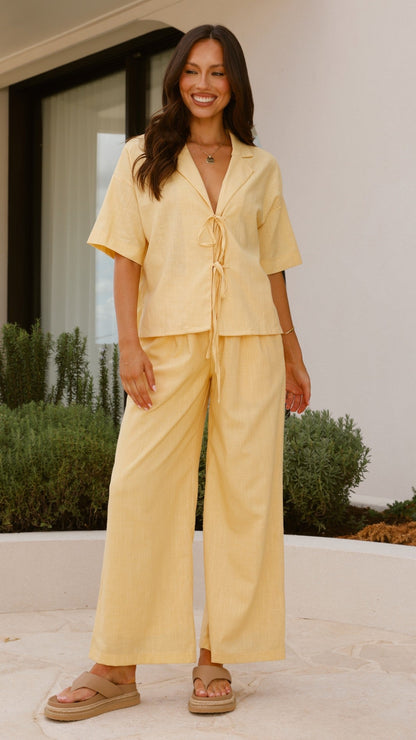 Lexi Linen Pants - Baby Yellow