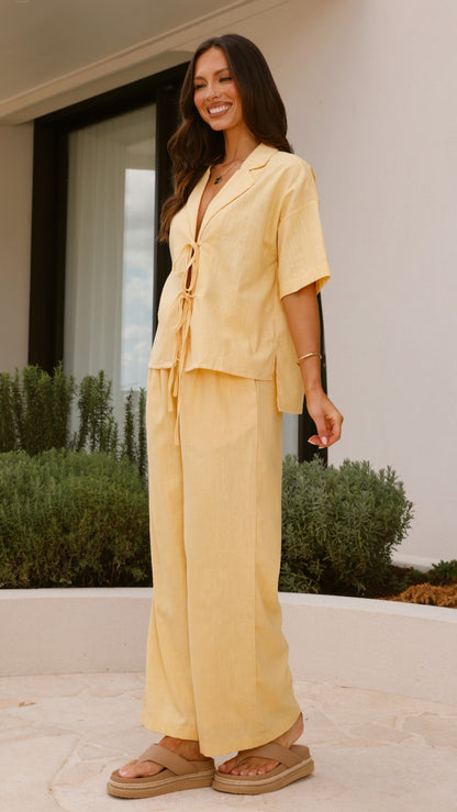 Lexi Linen Pants - Baby Yellow