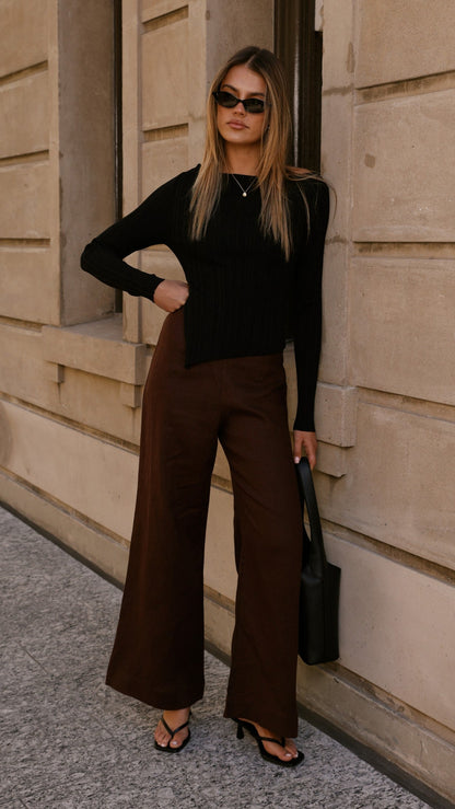 Isla Long Sleeve Top - Black