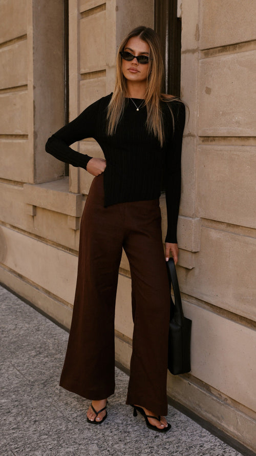 Isla Long Sleeve Top - Black