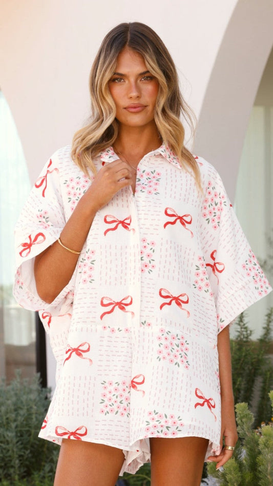 Alexandria Playsuit - Sweet Bow Pink