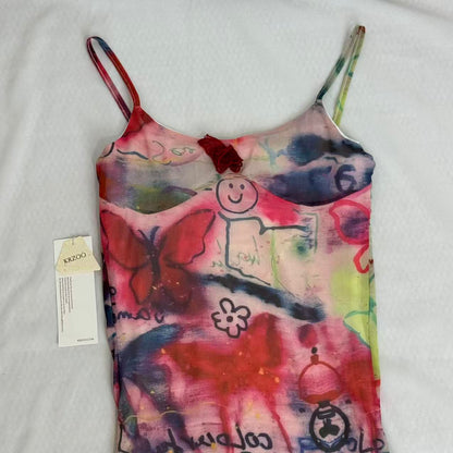 Butterfly Graffiti Print Cami Dress