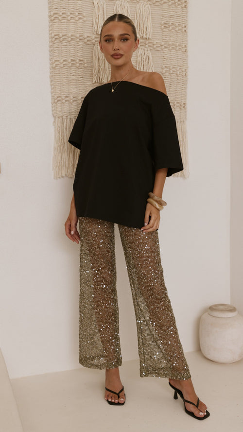 Zinnia Sequins Pant - Khaki
