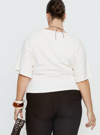 Arazia Cinched Short Sleeve Top White Curve