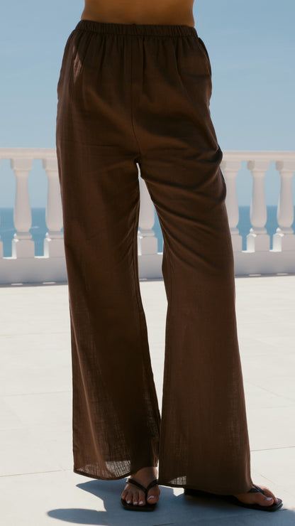 Clover Halter Top and Pants Set - Brown