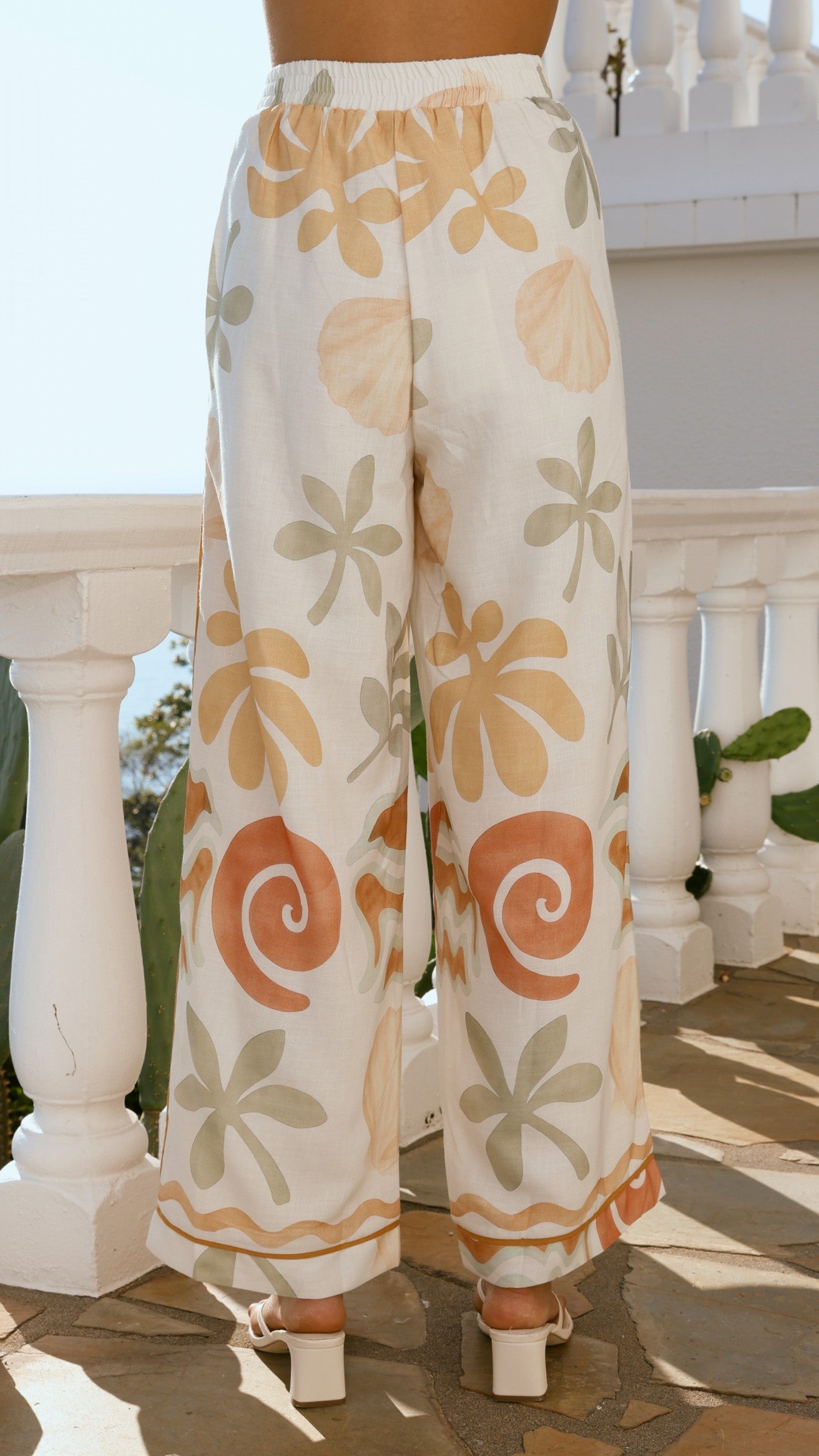Olympia Pants - Orange / Green Print