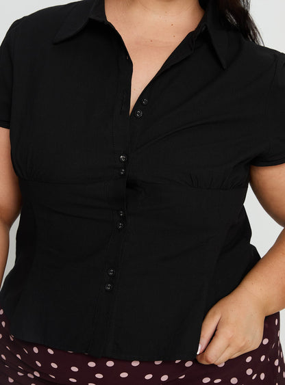 Cottesloe Blouse Top Textured Black Curve