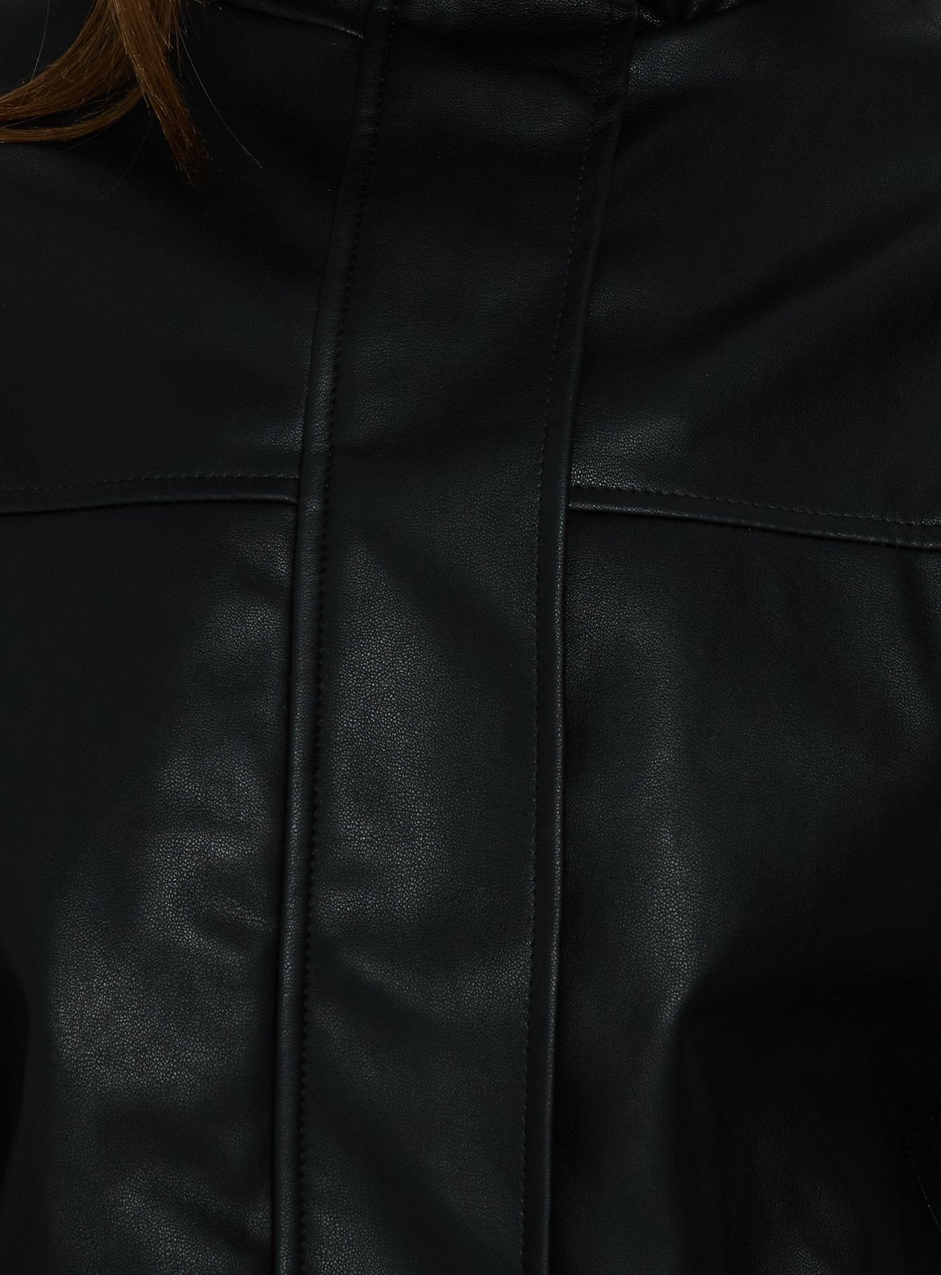 Dialtone Funnel Neck Faux Leather Jacket Black