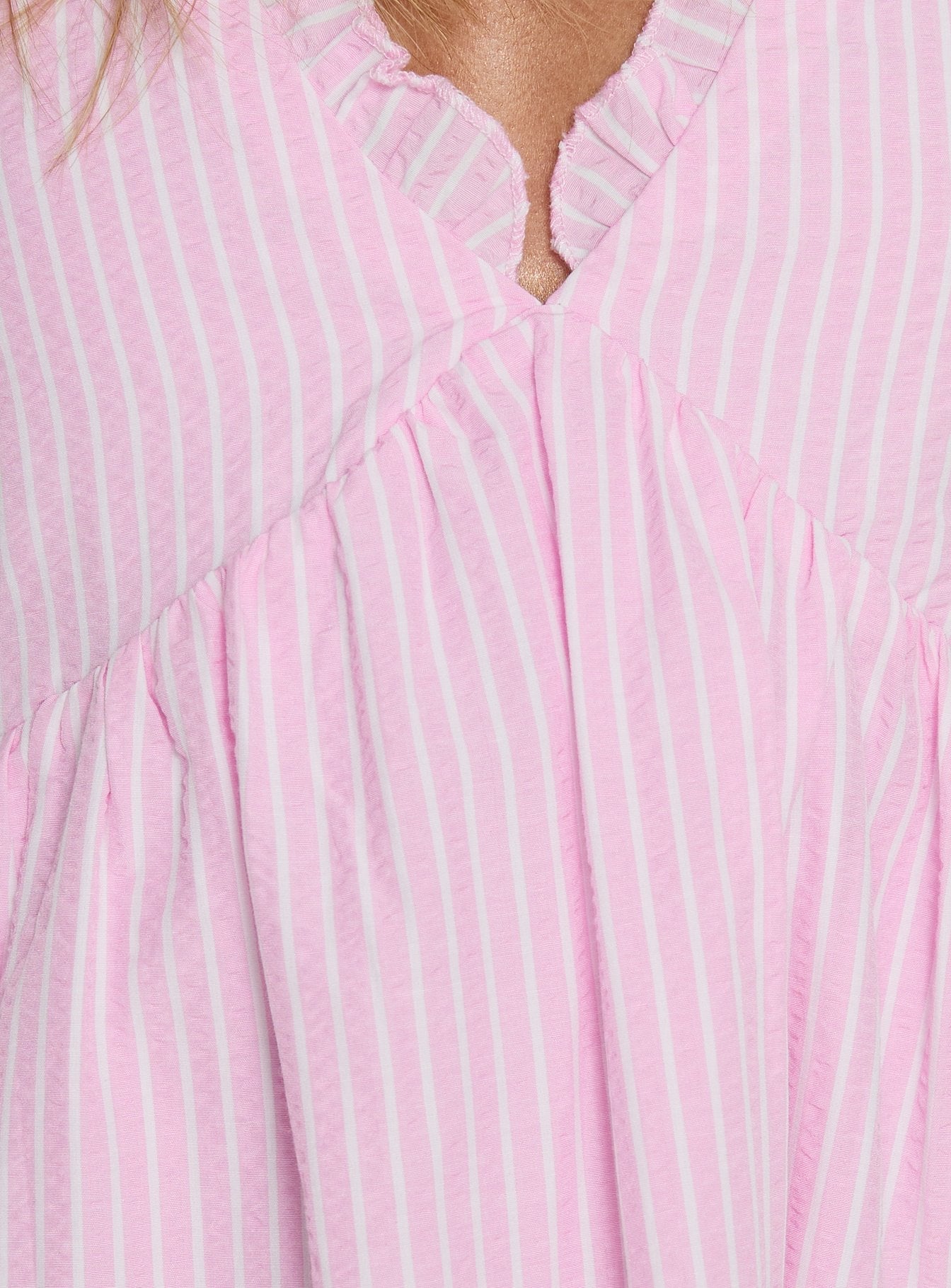 Akacia Babydoll Mini Dress Pink Stripe