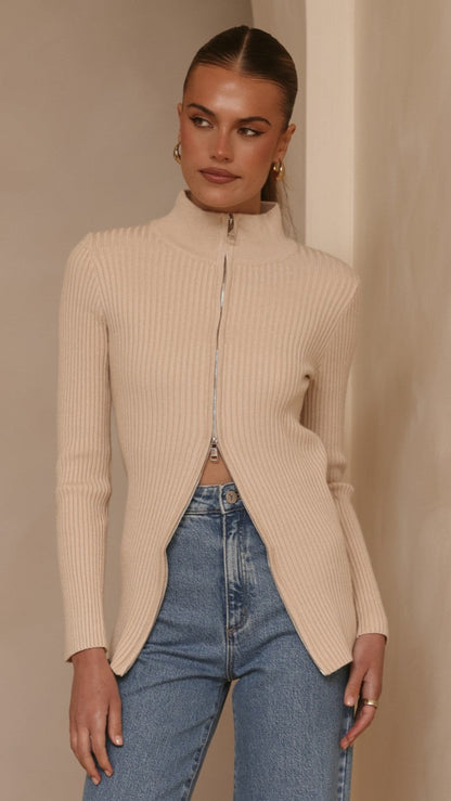 Cleo Long Sleeve Top - Beige
