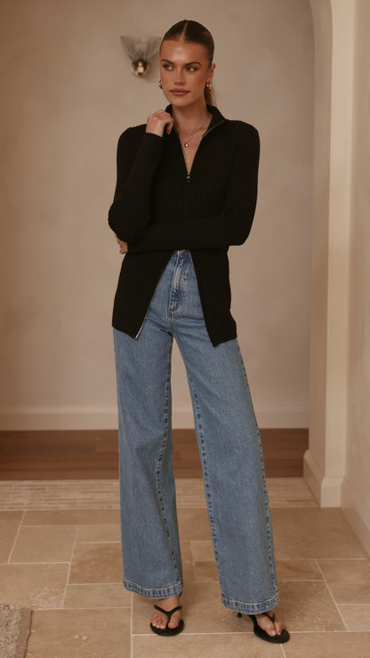 Cleo Long Sleeve Top - Black
