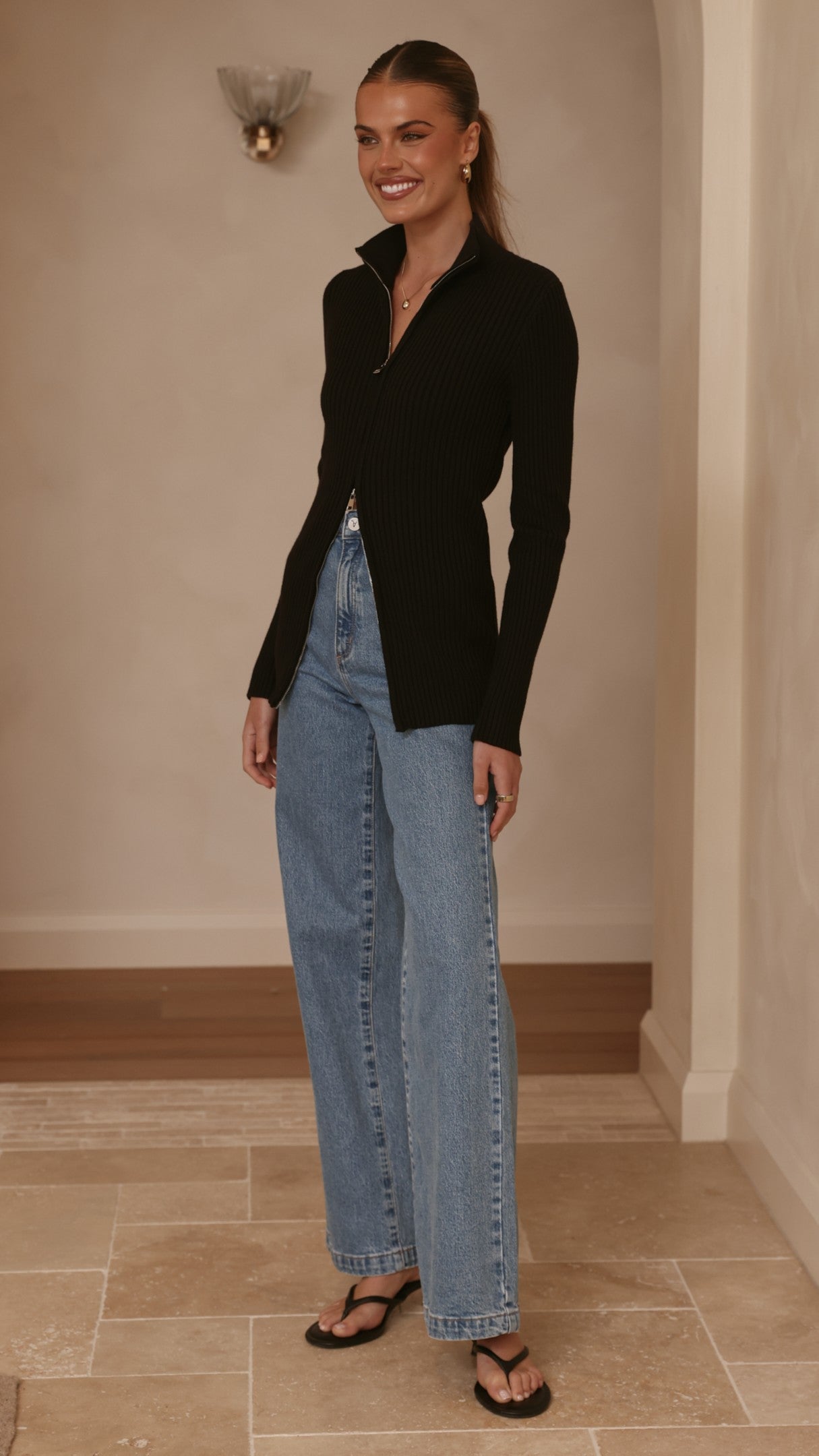 Cleo Long Sleeve Top - Black