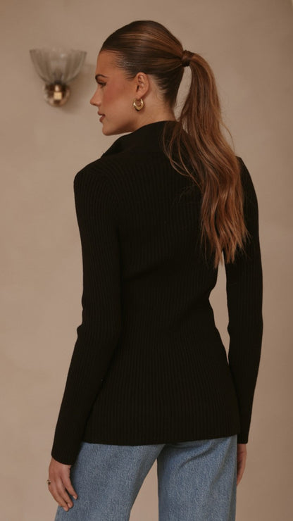 Cleo Long Sleeve Top - Black