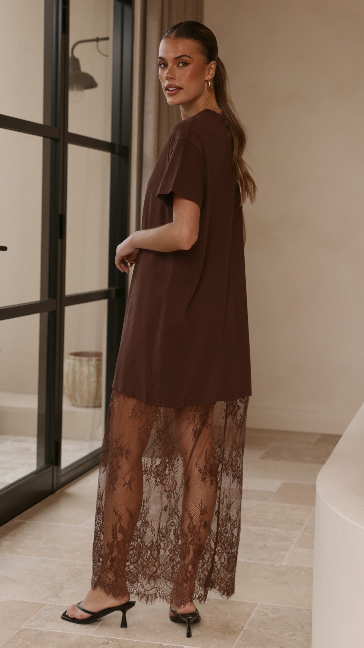 Adora T-Shirt Maxi Dress - Chocolate