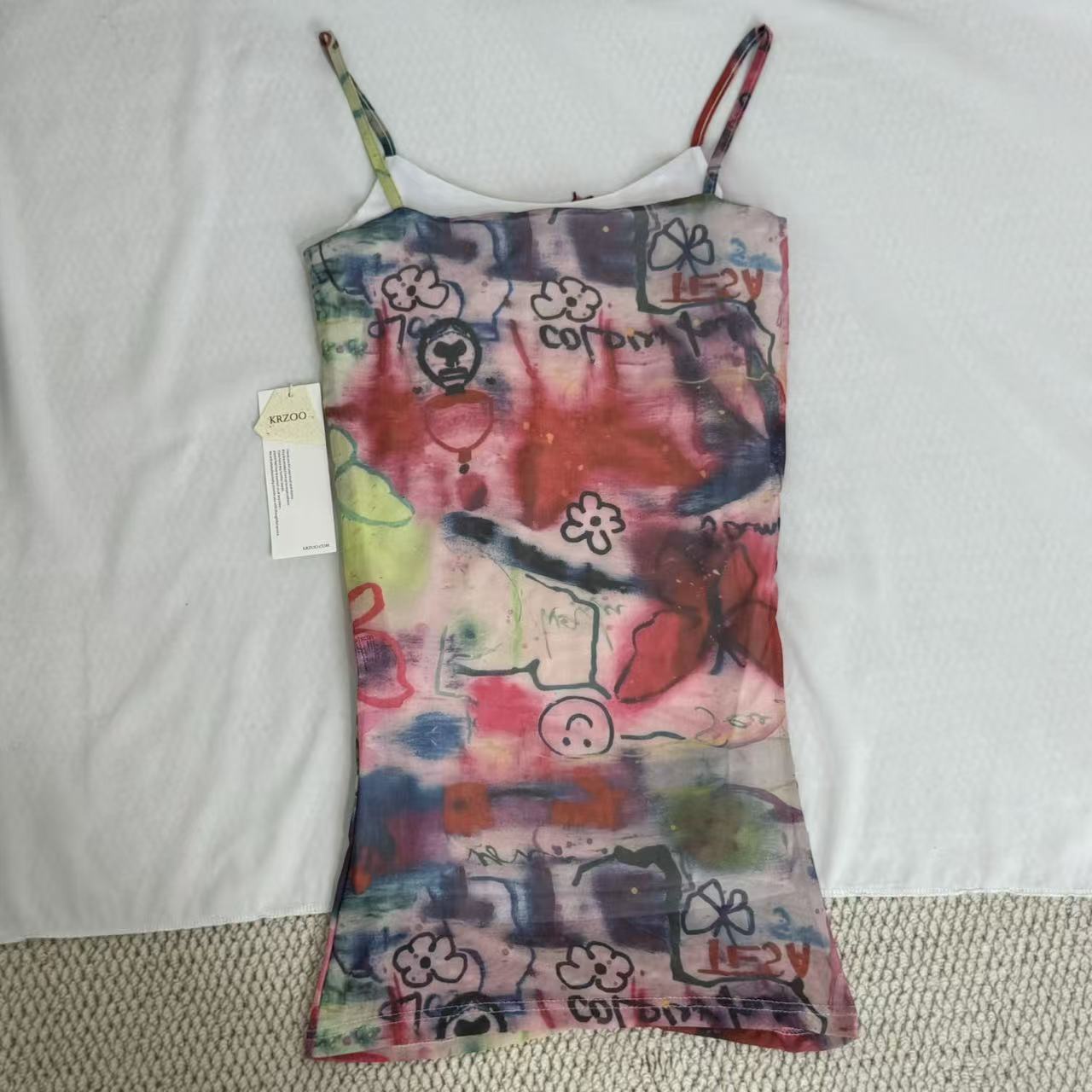Butterfly Graffiti Print Cami Dress