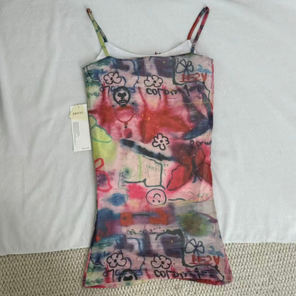 Butterfly Graffiti Print Cami Dress