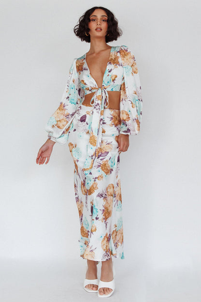 Meet Me In Fiji Maxi Skirt Floral Yellow