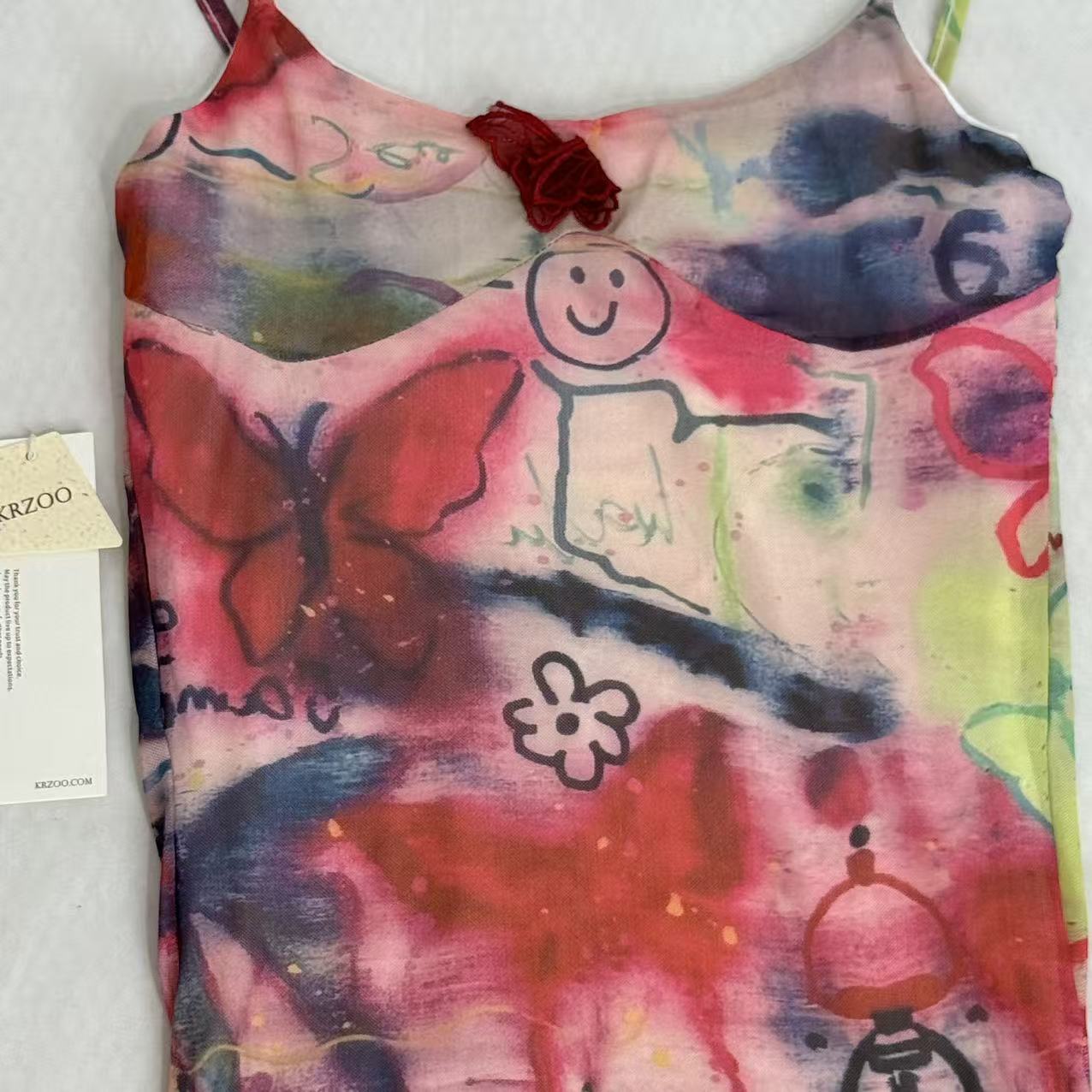 Butterfly Graffiti Print Cami Dress