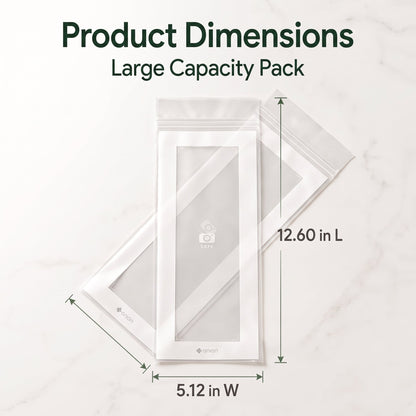 🥬 50/100PCS Reusable Long Food Storage Bags, Double-Zip Seal Freshness Bags for Kitchen