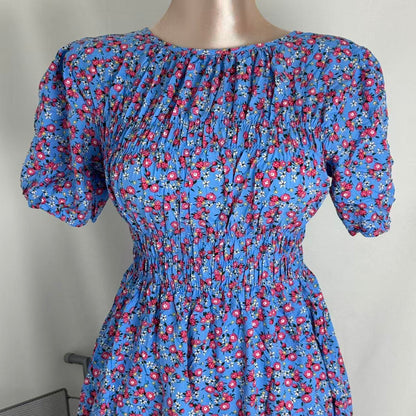 Floral Print Fitted Waist Long Dress