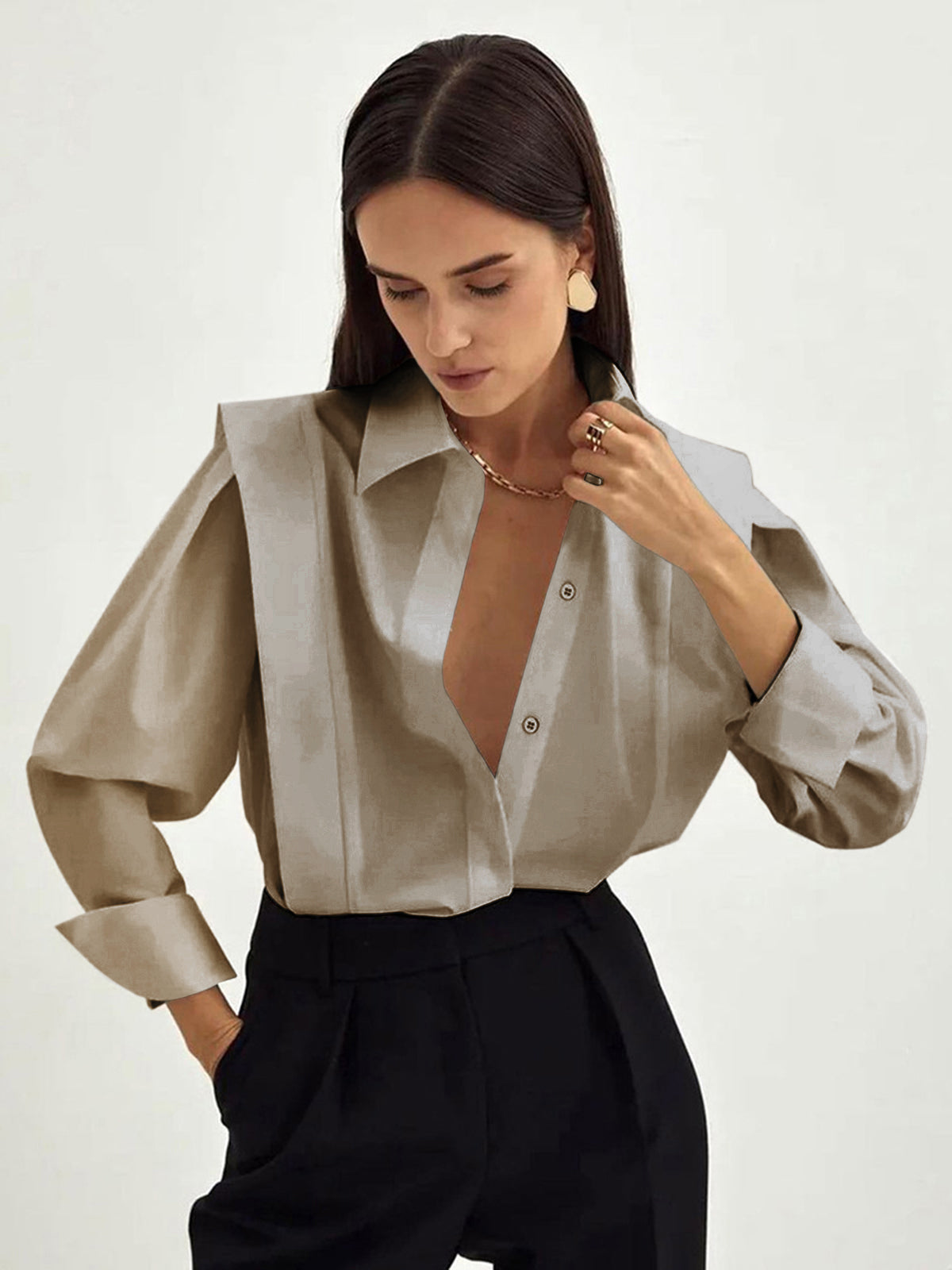 Oversized Button Down Cotton Shirt