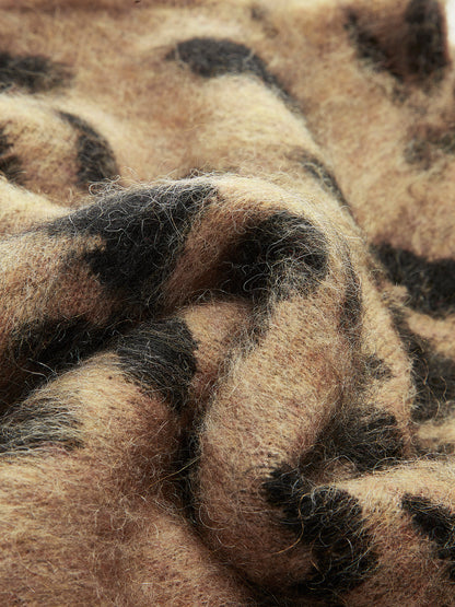 Wool-Blend Leopard Fuzzy Sweater