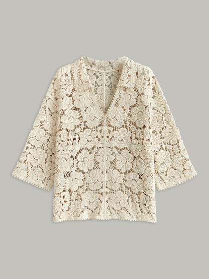Semi-Sheer Floral Lace Top