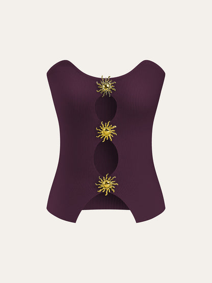 Metal Cut-Out Knit Sweater Vest
