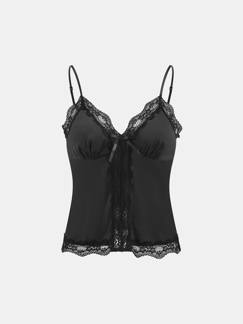 Lace Trim Satin Cami Top
