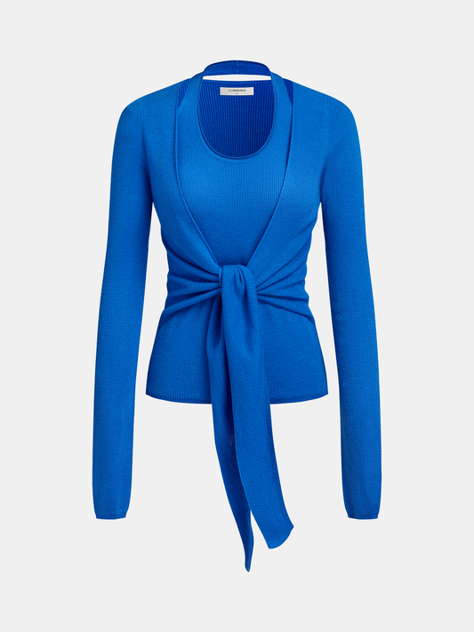 2-in-1 Knot-Front Ribbed Top