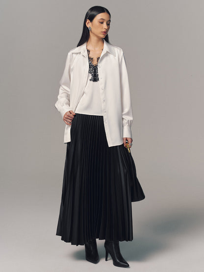 2 in 1 Contrast Lace Satin Shirt