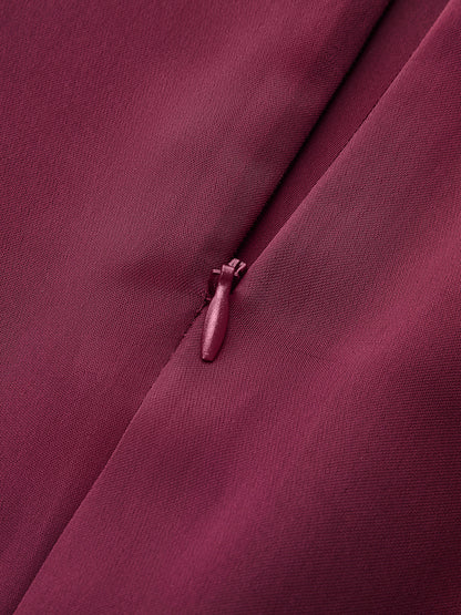 Draped Satin Mock Neck Blouse with Tie