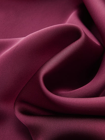 Draped Satin Mock Neck Blouse with Tie