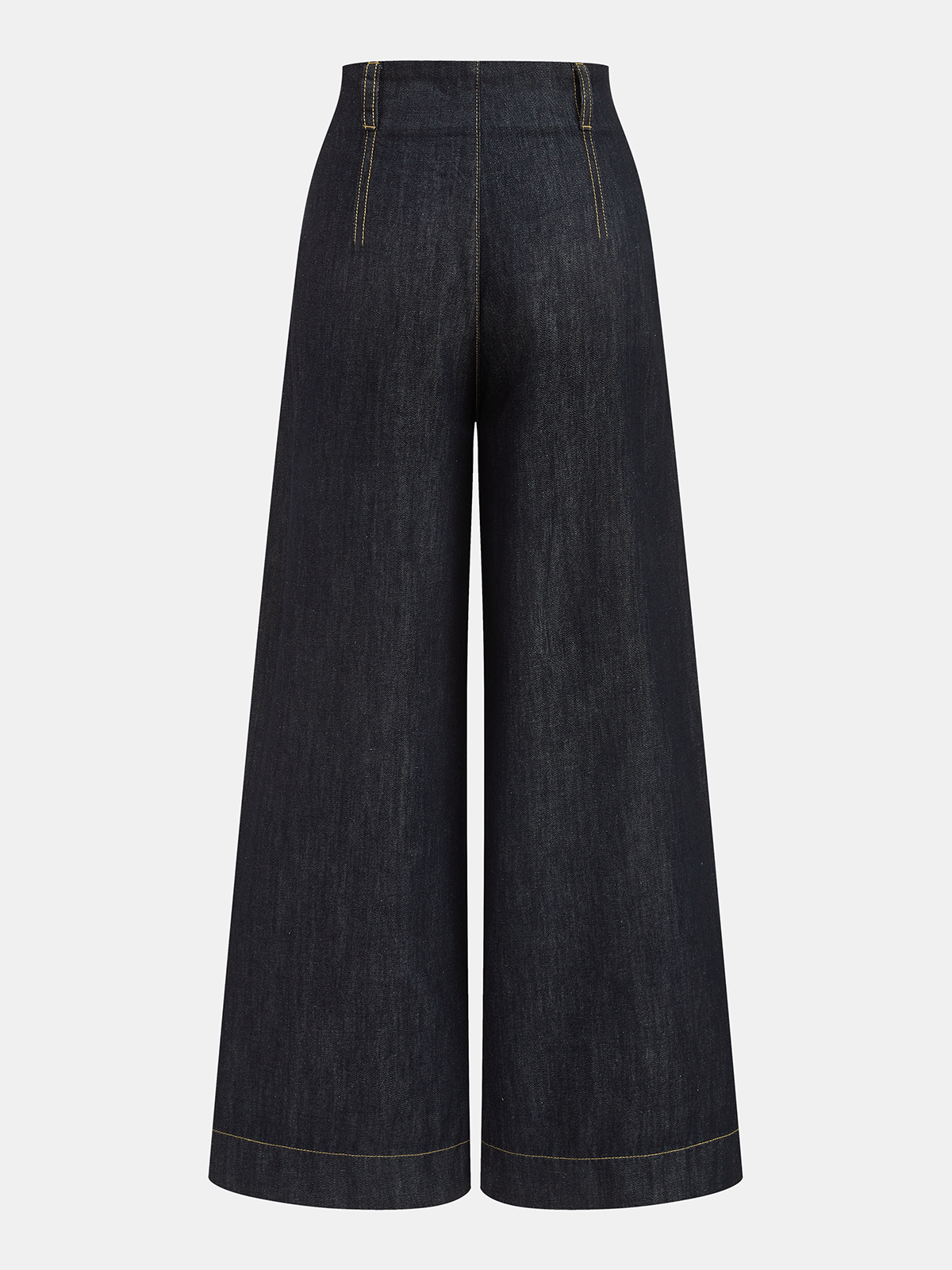 Contrast Stitch High-Waisted Wide-Leg Jeans