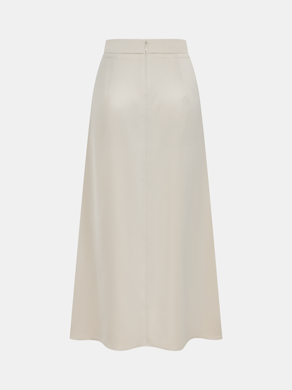 Satin Asymmetric Ruched Top & Midi Skirt Set