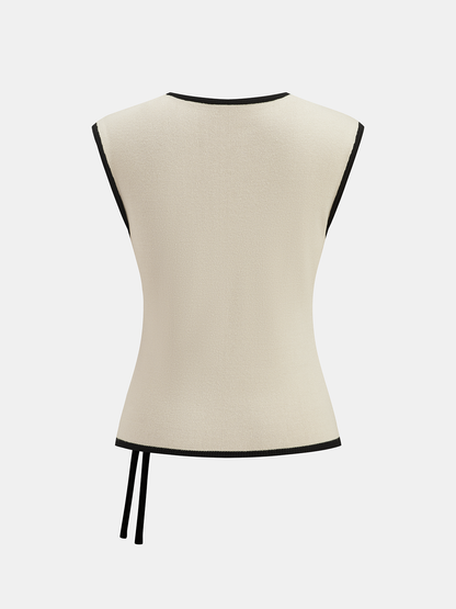 Contrast Trim Sleeveless Knit Top