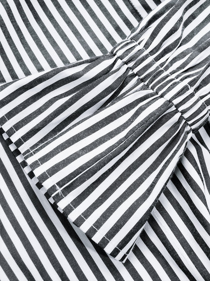 Knot-Waist Striped Cotton-Blend Shirt