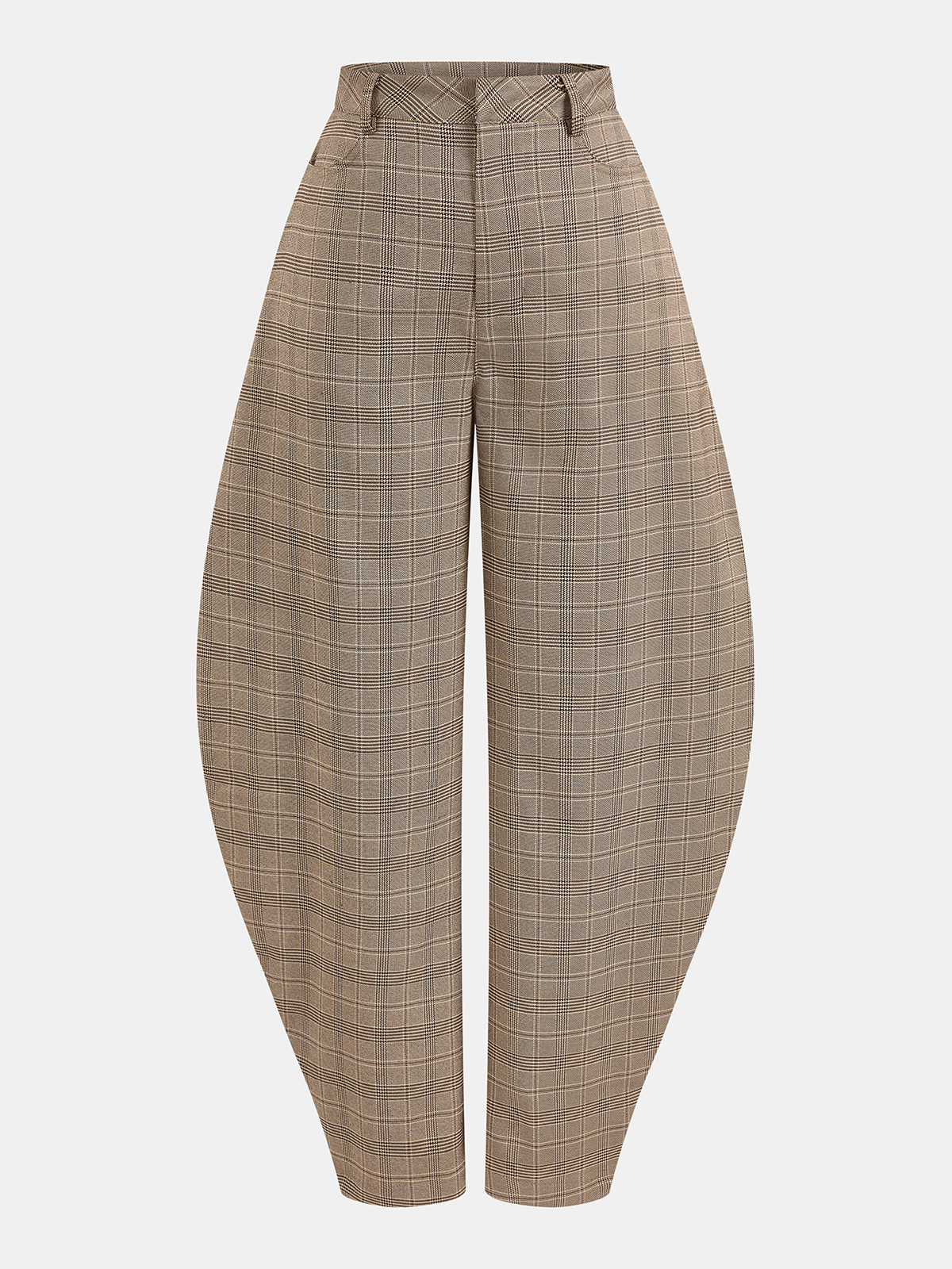 Mid-Waist Plaid Balloon Pants