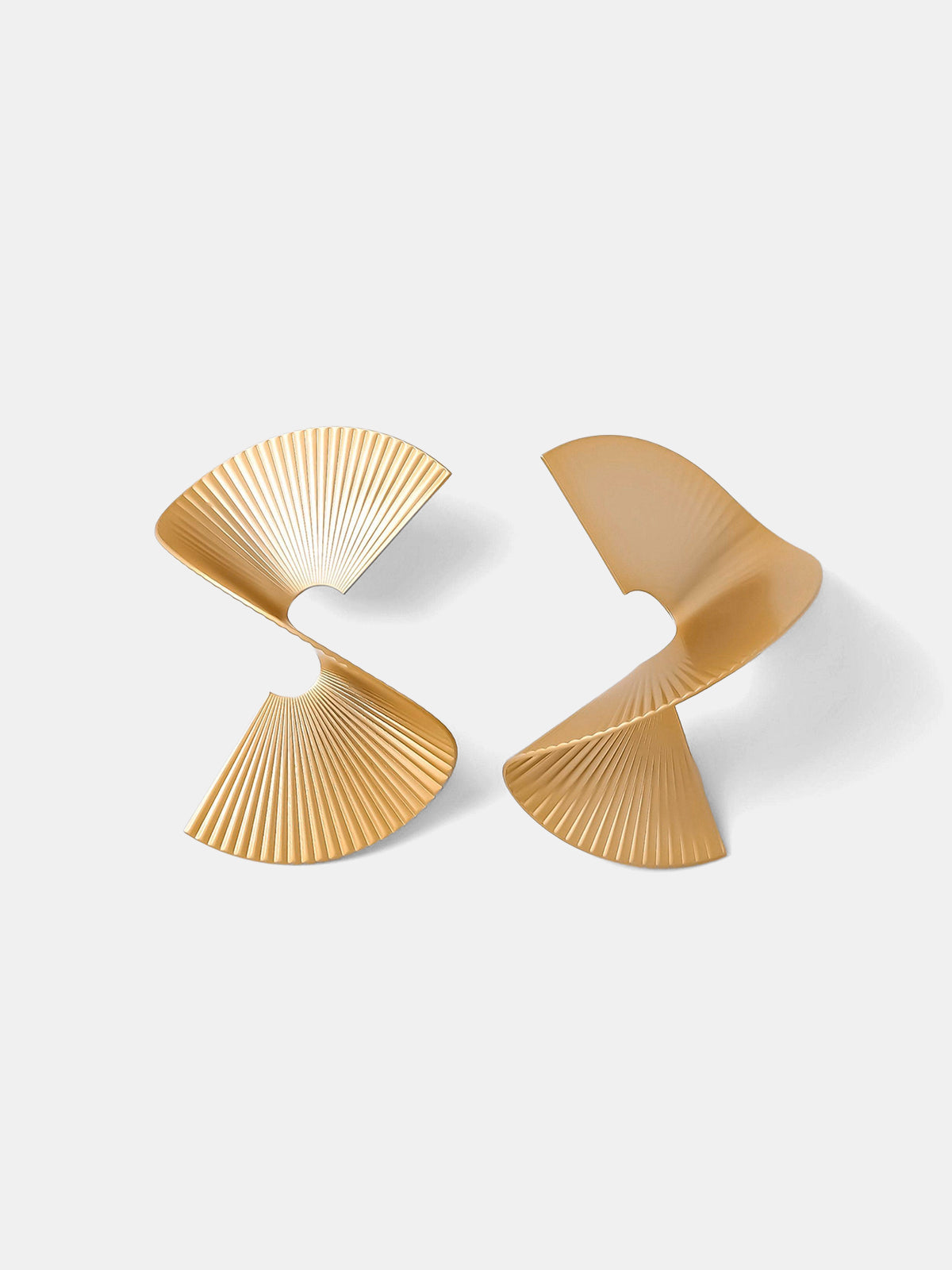 Spiral Fan-Pleated Statement Earrings