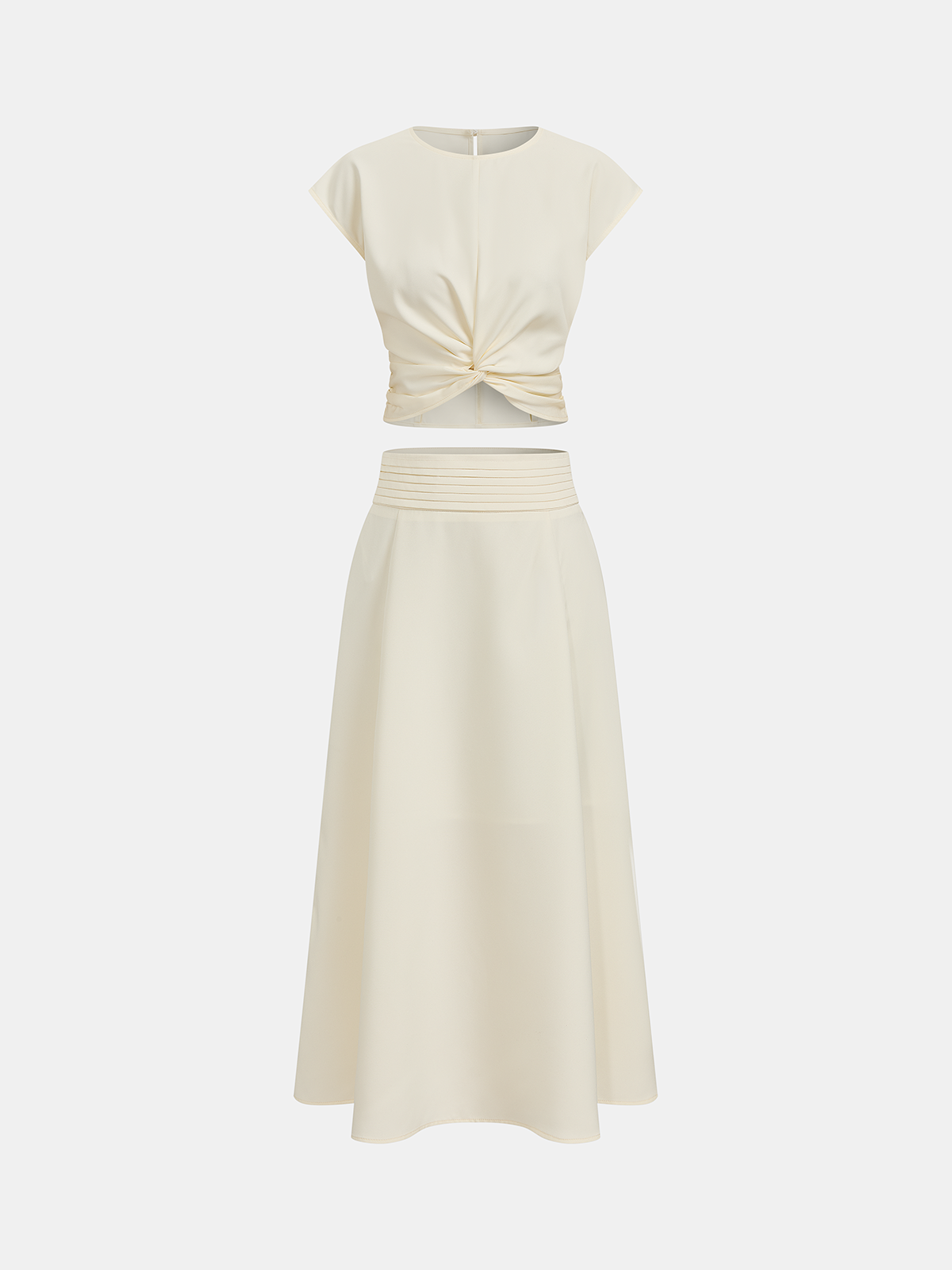 Twist-Front Crop Top & Midi Skirt Set
