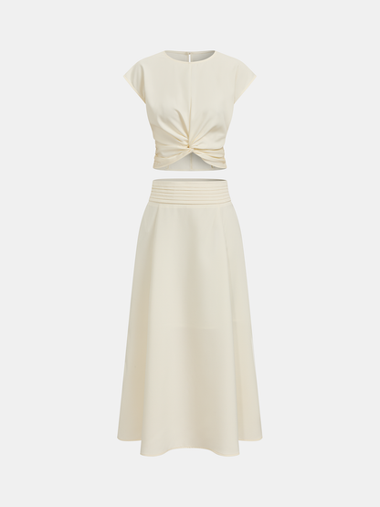 Twist-Front Crop Top & Midi Skirt Set