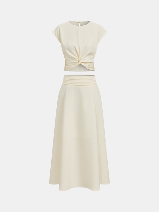 Twist-Front Crop Top & Midi Skirt Set