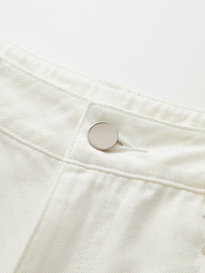 Mid Waist Wide Leg Denim Pants