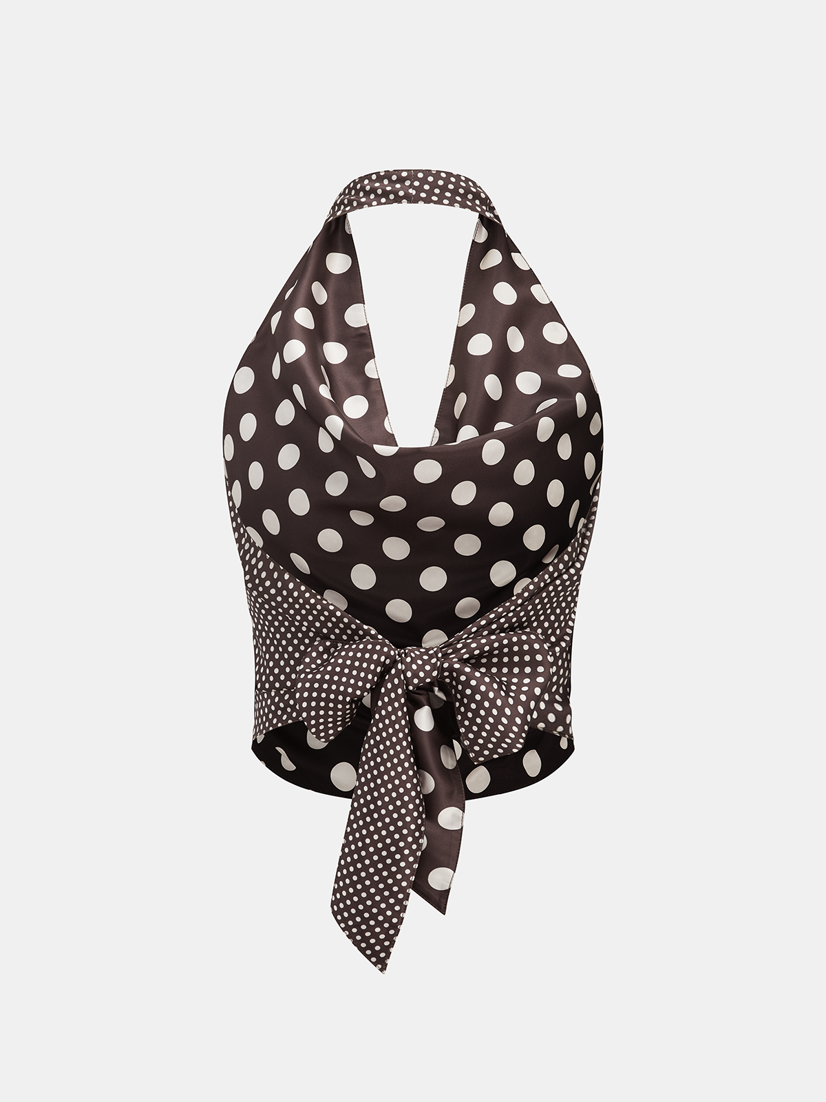 Polka Dot Backless Halter Satin Top